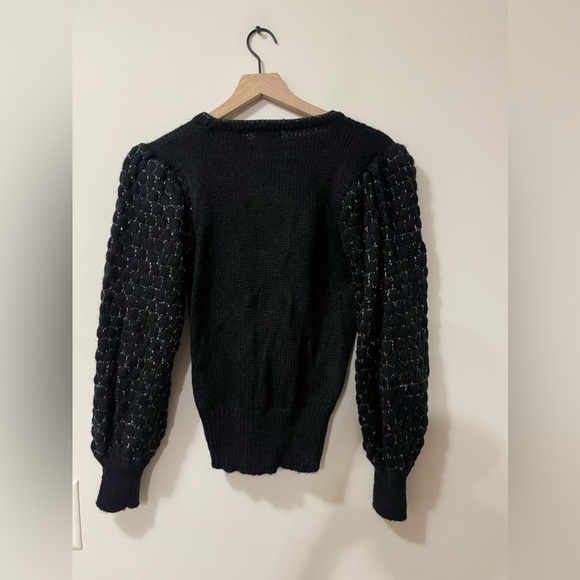 Vintage Mi Ki by Majestic Black Metallic Puff Sleeve Sweater Size Small - Picture 7 of 8